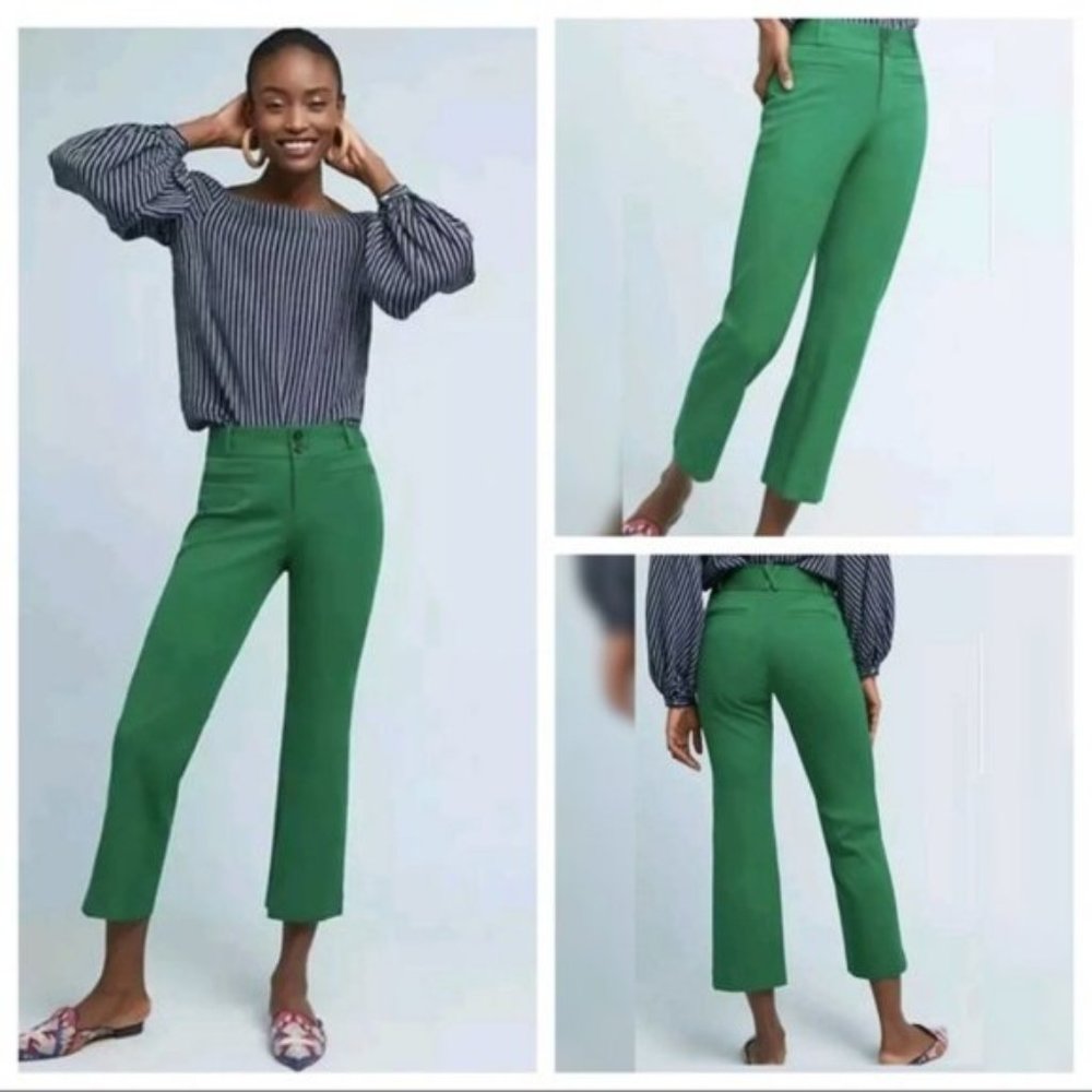 Anthropologie Essential Crop Flare Green Pant